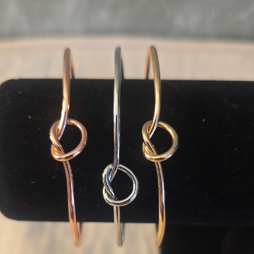 Elegant Gold, Silver, and Rose Gold Knot Bracelets New